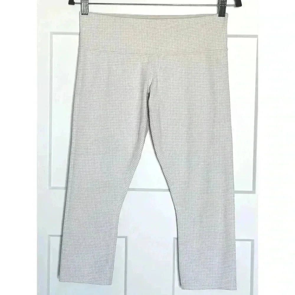Lululemon Women’s Cream Check Low Rise Wunder Under Crop Pant 20” Size 8 Stretch